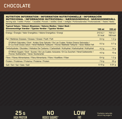 Optimum Nutrition High Protein Shake - 12 x 330 ml Chocolate