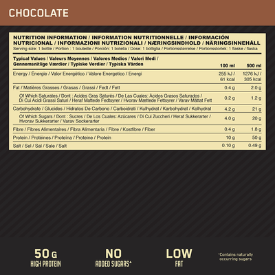 Optimum Nutrition High Protein Shake - 12 x 500 ml Chocolate