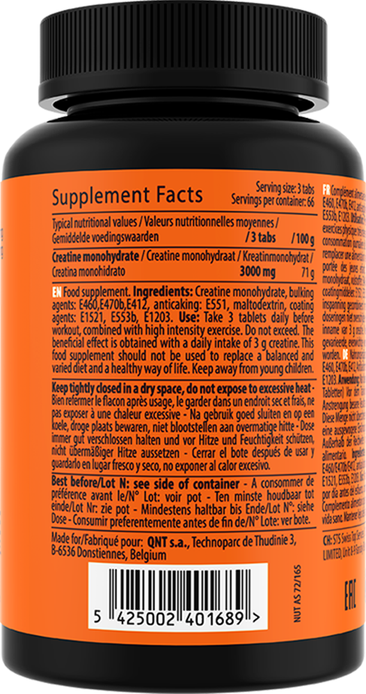 QNT Creatine Monohydrate Pure - 200 tabs