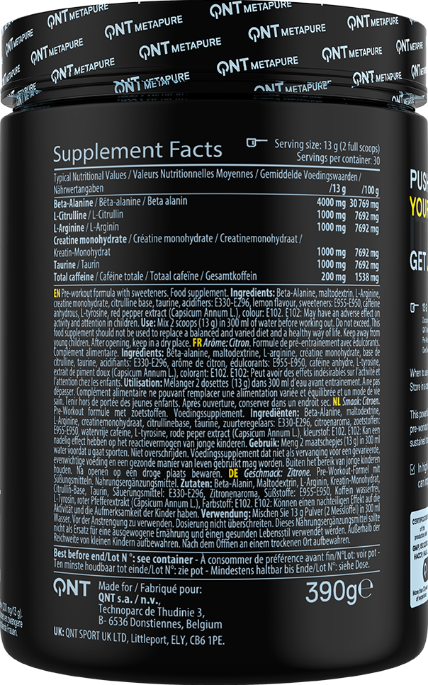 QNT Pre-Workout Overdrive - 390 g Sweet Lemonade