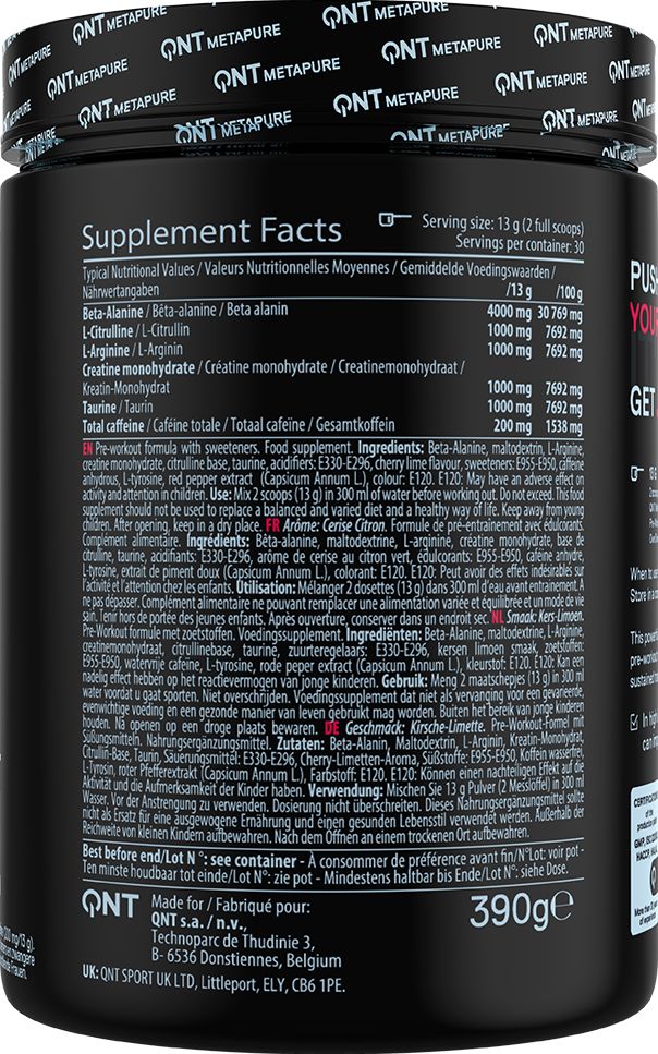 QNT Pre-Workout Overdrive - 390 g Wild Cherry Lime