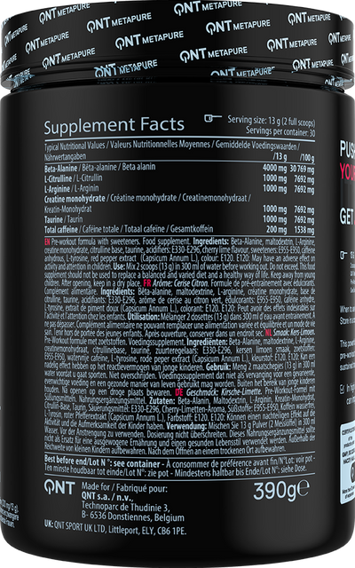 QNT Pre-Workout Overdrive - 390 g Wild Cherry Lime