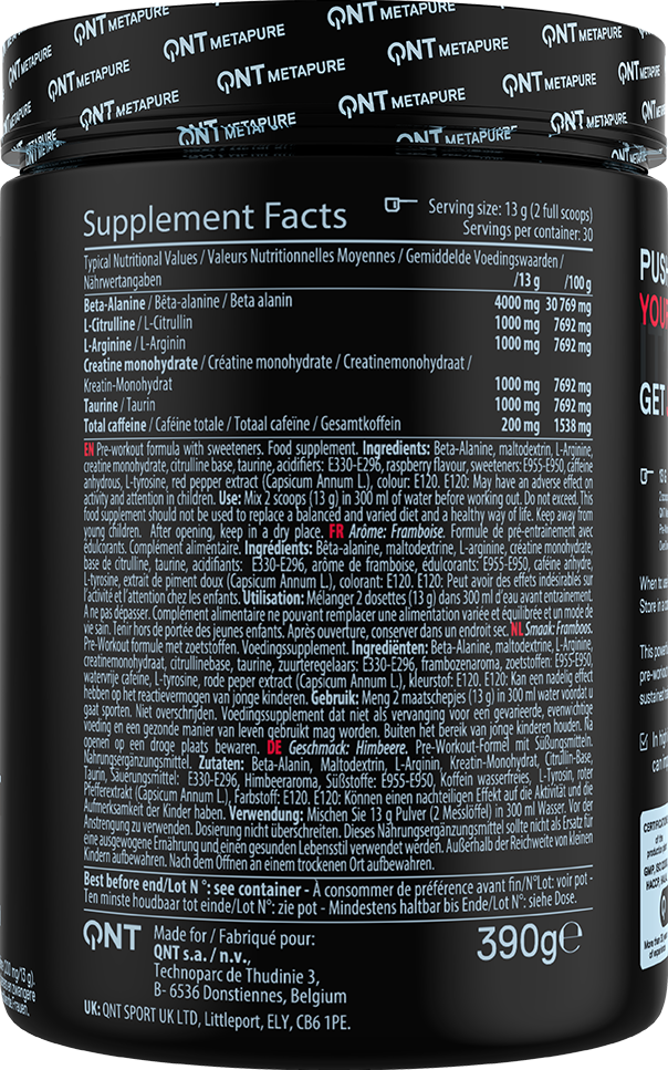 QNT Pre-Workout Overdrive - 390 g Raspberry Killer