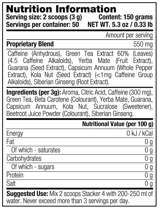Stacker2 Stacker 4 Powder - 50 servings Lemon