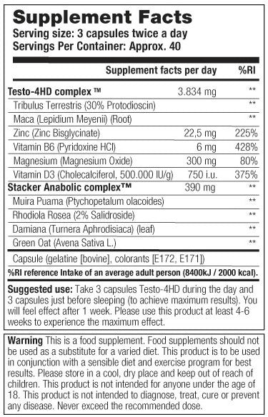 Stacker2 Testo 4HD - 120 caps