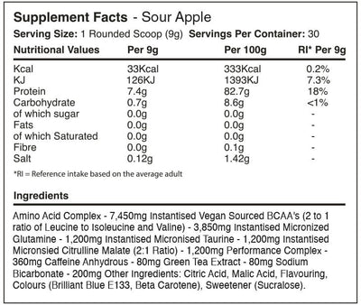 Warrior Amino Blast BCAA - 270 g Sour Apple
