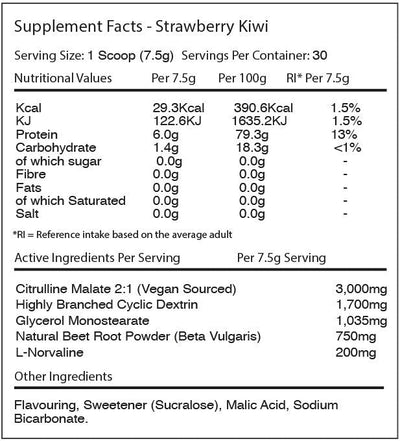 Warrior Pump - 225 g Strawberry Kiwi