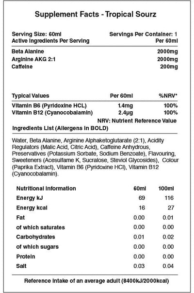 Warrior Rage Energy Shots - 12 x 60 ml Energy Burst